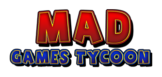 Red and blue logo of Mad Games Tycoon