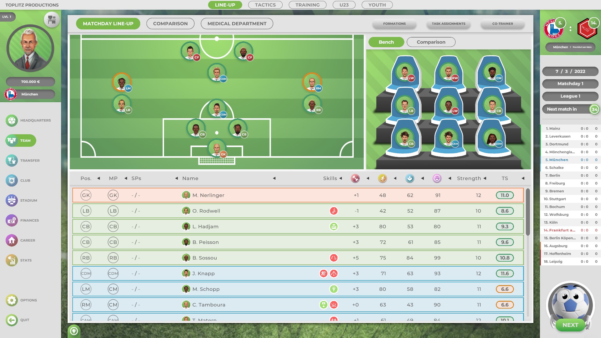 Anstoss: Der Fußballmanager - Screenshots aus 3D-Modus und Menüs
